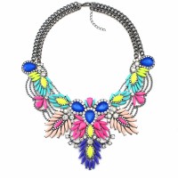 Diagolos Multicolored Stone Cluster Bib Necklace